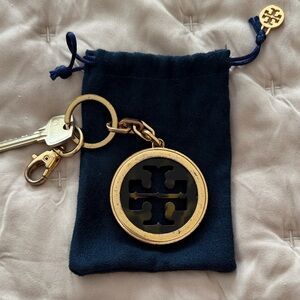 Tory Burch Gold/Tortoise Logo Keychain